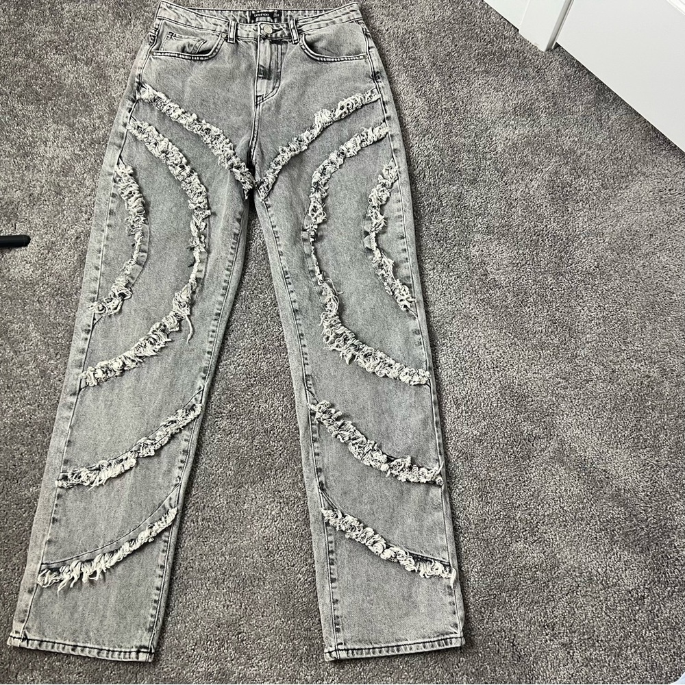 gray Fringe jeans